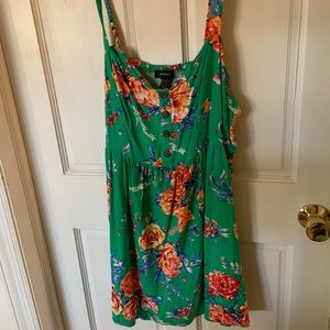 Floral pattern green dress